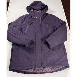 EDC Soft shell Jacket Mens XL Navy Hooded Casual Heavy Weight Full Zip Insulated